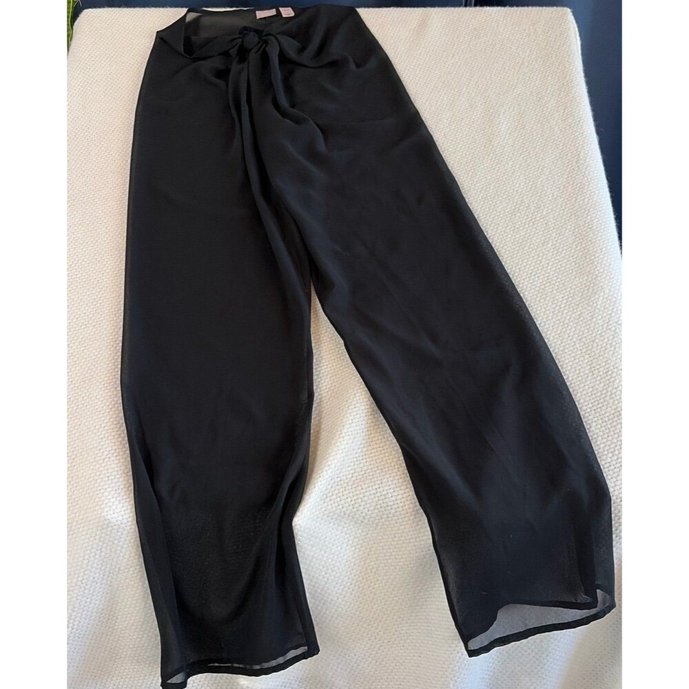 Victoria’s Secret Black Sheer Wide Leg Tie Front Pants XS